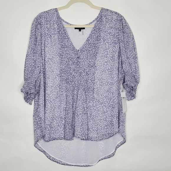 1. State Ditsy Floral Babydoll Top XXL Short Sleeve Pintuck Spring Blouse NEW - Picture 4 of 15